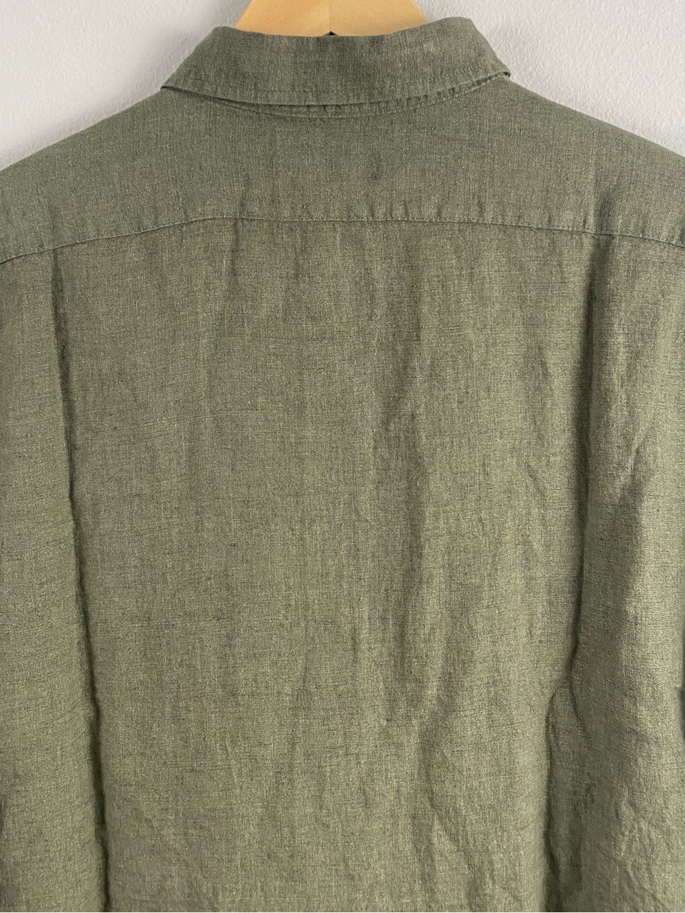 Banana Republic Linen Standard Fit Short Sleeve Button Front Shirt | Olive Green - Picture 5 of 16